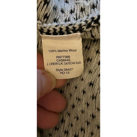 J.CREW Fair Island Sweater Knitted Wool Navy Blue White Crewneck Size Med - Picture 10 of 10